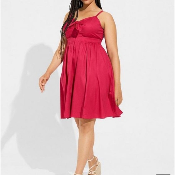 Mini poplin tie-front skater dress - Picture 1 of 7